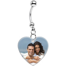 Load image into Gallery viewer, Full Color Dangle Heart Custom Photo Belly Ring
