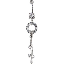 Load image into Gallery viewer, Modish Circular Cosmic Drop Belly Ring Created with Cystals
