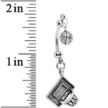 Load image into Gallery viewer, Handcrafted Shooting Hoops Basketball Double Mount Belly Ring
