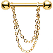 Load image into Gallery viewer, Handcrafted Electro Titanium Gold Plated Chain Dangle Nipple Ring Set
