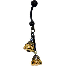 Load image into Gallery viewer, Handcrafted Black Anodized Bronzed Bell Blossom Dangle Belly Ring
