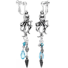 Load image into Gallery viewer, Oceanic Octopus Clip On Drop Earrings Created with Crystals
