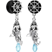 Load image into Gallery viewer, Aqua Nautical Mermaid Plug Set Created with Crystal 00G to 1 Inch

