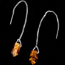 Load image into Gallery viewer, Handcrafted Tiger Eye  925 Sterling Silver Infinity Threader Earrings
