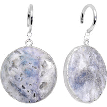 Load image into Gallery viewer, Handcrafted Steel Snowkissed White Natural Druzy Quartz Ear Weights
