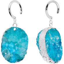 Load image into Gallery viewer, Handcrafted Steel Nautical Blue Natural Druzy Agate Ear Weights
