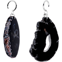 Load image into Gallery viewer, Handcrafted Steel Midnight Shadow Gap Natural Black Agate Ear Weights

