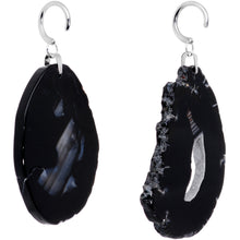 Load image into Gallery viewer, Handcrafted Steel Midnight Shadow Gap Natural Black Agate Ear Weights
