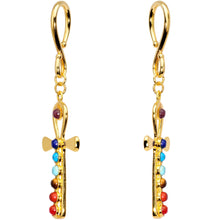 Load image into Gallery viewer, Handcrafted Gold Plated Balanced Life Chakra Ankh Ear Weights
