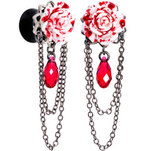 Load image into Gallery viewer, Blood Rose Dangle Plug Set Sizes 8mm to 20mm Created with Crystals
