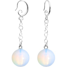 Load image into Gallery viewer, Handcrafted White Opalite Jawbreaker Dangle Fishhook Earrings
