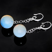Load image into Gallery viewer, Handcrafted White Opalite Jawbreaker Dangle Fishhook Earrings

