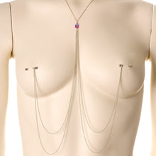 Load image into Gallery viewer, Rue Red Gem Necklace to Nipple Chain Created with Crystals

