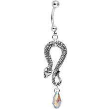 Load image into Gallery viewer, Handcrafted Snake Dangle Belly Ring Created with Crystals
