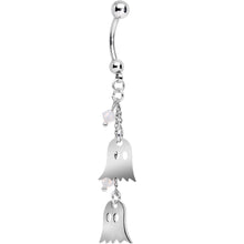 Load image into Gallery viewer, Handcrafted Ghost Dangle Belly Ring Created with Crystals
