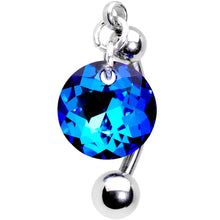 Load image into Gallery viewer, Blue Drop Top Mount Belly Ring Created with Crystals
