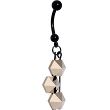 Load image into Gallery viewer, Handmade Geometric Black Belly Ring Created with Crystals
