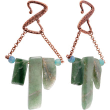 Load image into Gallery viewer, Handcrafted Copper Plated Sea Green Agate Stone Ear Weights
