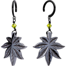 Load image into Gallery viewer, Handcrafted Black Titanium IP Natural Hematite Marijuana Ear Weights
