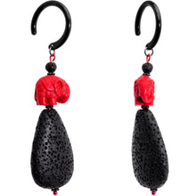 Load image into Gallery viewer, Handcrafted Black IP Black Lava Stone Red Elephant Ear Weights
