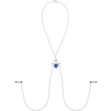 Load image into Gallery viewer, Blue Dangle Necklace Nipple Chain Created with Crystals
