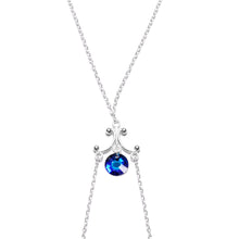 Load image into Gallery viewer, Blue Dangle Necklace Nipple Chain Created with Crystals
