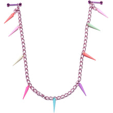 Load image into Gallery viewer, Handcrafted 14G 5/8 Retro 80s Purple Spike Dangle Nipple Chain
