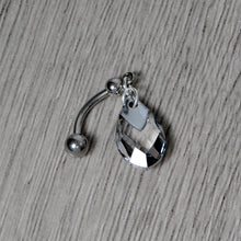 Load image into Gallery viewer, Clear Drop Reversible Belly Ring Created with Crystals

