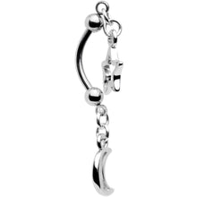 Load image into Gallery viewer, Handcrafted Hollow Moon Star Double Mount Reversible Belly Ring
