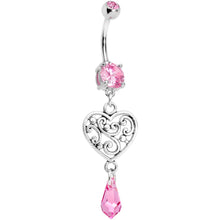 Load image into Gallery viewer, Handcrafted Heart Dangle Belly Ring Created with Crystals
