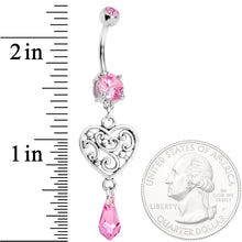 Load image into Gallery viewer, Handcrafted Heart Dangle Belly Ring Created with Crystals
