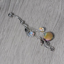 Load image into Gallery viewer, Handmade Ocean Joy Dangle Belly Ring Created with Crystals
