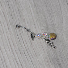 Load image into Gallery viewer, Handmade Ocean Joy Dangle Belly Ring Created with Crystals
