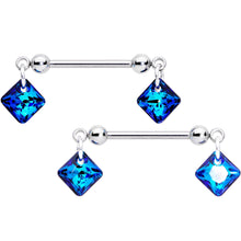 Load image into Gallery viewer, Handmade Blue Rhom Nipple Ring Set Created with Crystals
