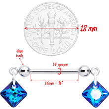 Load image into Gallery viewer, Handmade Blue Rhom Nipple Ring Set Created with Crystals
