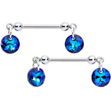 Load image into Gallery viewer, Handmade Blue Disc Nipple Ring Set Created with Crystals
