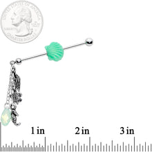 Load image into Gallery viewer, Mermaids Treasure Industrial Barbell Created with Crystals
