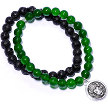 Load image into Gallery viewer, Handmade Lava Stone Jade Taurus Zodiac Bracelet Set of 2
