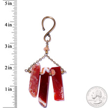 Load image into Gallery viewer, Handcrafted Brass Plated Autumn Red Carnelian Stone Ear Weights
