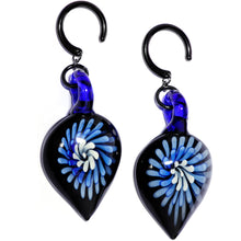 Load image into Gallery viewer, Handcrafted Black Titanium IP Blue Nova Glass Ear Weights
