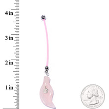 Load image into Gallery viewer, Handcrafted Natural Rose Flower Quartz Leaf Dangle Pregnancy Belly Ring

