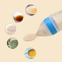 Load image into Gallery viewer, Safety Infant Baby Silicone Feeding With Spoon Feeder Food Rice Cereal Bottle For Best Gift For Kids and Baby

