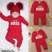 Load image into Gallery viewer, Cute Newborn Baby Child I'm the BOSS Romper Outfits Christmas Clothing Gifts for Boys/Girls Modern Red Jumpsuit
