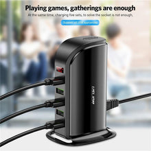 Load image into Gallery viewer, Powerful 5 Port USB Energy Saving Charger LED Display Multi USB Charging Station Dock Universal Mobile Phone Desktop Wall Home EU UK Plug
