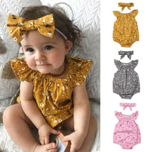 Load image into Gallery viewer, Newborn Infant Baby Girl Clothes Sleeveless Floral Bodysuit Headband 2PCS Jumpsuit Playsuit Outfit Dress For Girls
