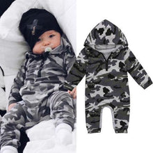 Load image into Gallery viewer, Infant Baby Boy Hooded Camouflage Military Design Romper Warm Spring Autumn Jumpsuit For Baby Kids
