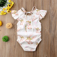 Load image into Gallery viewer, Modern Luxury Baby Girls Bunny Floral Off shoulder Romper Jumpsuit Outfits For Baby Girl
