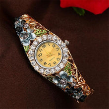 Load image into Gallery viewer, Elegant  Watch Gold Luxury Women Watch Colorful Abstract Enamel Paint Crystal Rhinestone Bangle Wristwatches Bracelet Watch For Women Ladies and Girls

