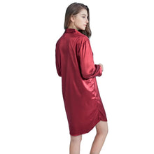 Load image into Gallery viewer, Tony&amp;Candice Women&#39;s Nightshirt Satin Silk Sleepwear Sexy Female Nightgown Home Dress Solid Nightwear For Women Sleep Lounge
