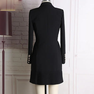 HIGH QUALITY New Fashion 2023 Runway Designer Dress Women's Long Sleeve Notched Collar Double Breasted Buttons Dress